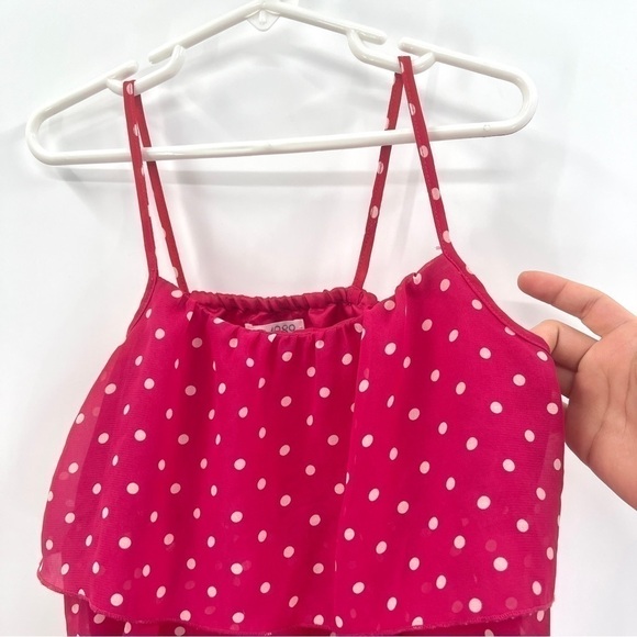 THE CHILDREN'S PLACE Girl's Pink & White Polka Dot Tiered Tank Top Size M - Picture 2 of 8